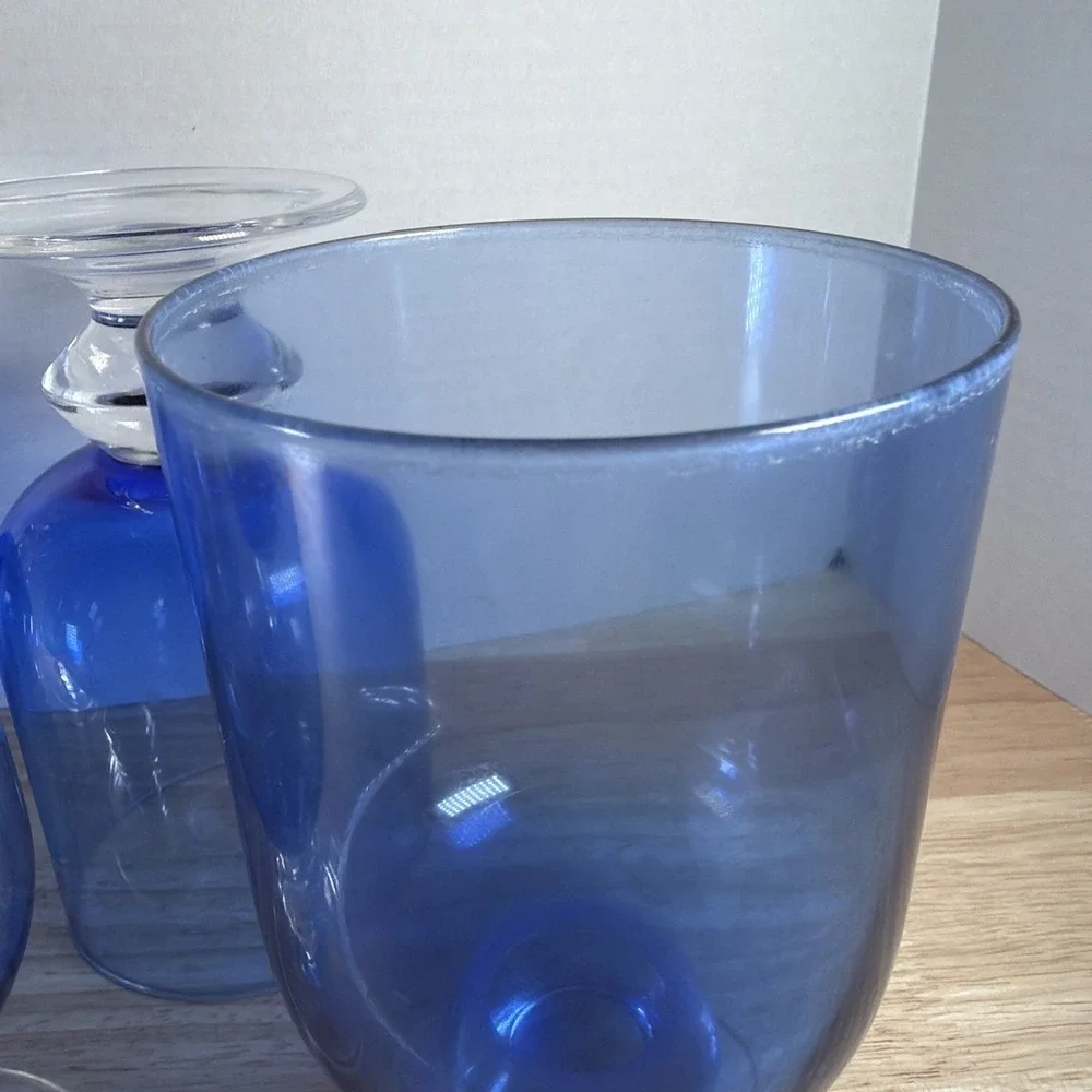 Dansk Genna Azure Blue Iced Tea Glasses Set Of 6 Modern Stemware